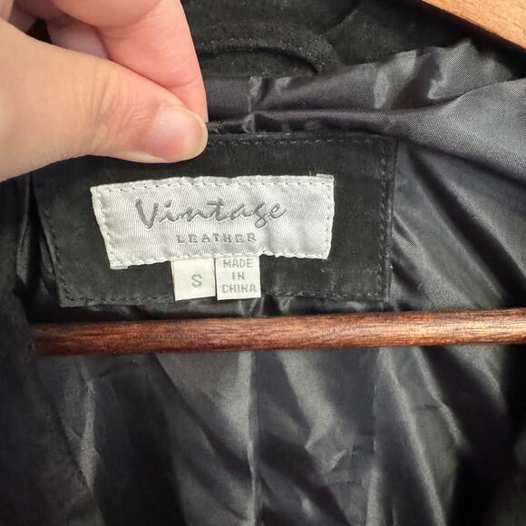 Vintage Leather Brand Blazer Jacket Size S Black Genuine Leather Classic Style - Picture 5 of 15